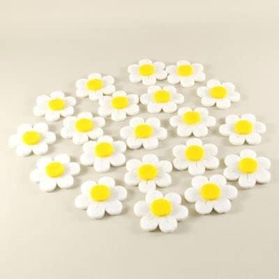 Keçe Beyaz Papatya 20 Adet 4 Cm