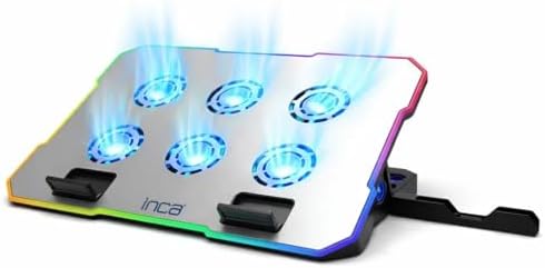 INC-618GMS 6 Fanlı RGB Laptop Soğutucu Stand 9-17” | 2400 RPM 10 LED Mod 5 Kademe Yükseklik Ayarlı - Görsel 3