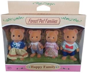 Toyimoyi Happy Family Ayı Ailesi 4'lü Figür Seti Rol Yapma Oyuncağı Renkli 5-8 cm