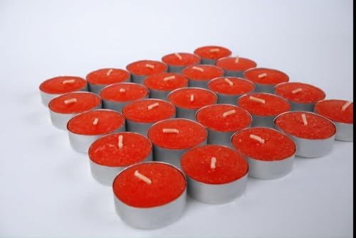 Tealight Mum Seti, Para Mum, Çaydanlık Mumu, Dekorasyon ve Özel Günler İçin Fondü Kokulu, Zarif ve Uzun Yanma Süreli Mumlar (32 Adet, Kırmızı) - Görsel 3