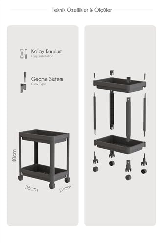 Alternative view of 2 Katlı Tekerlekli Düzenleyici Raf Mutfak Tezgah & Evye Altı Dolap İçi Organizer, Banyo Deterjanlık ve Şampuanlık, Çok Amaçlı Taşınabilir Sebzelik, Modern Dekoratif Mutfak Raf Ünitesi (BEYAZ)