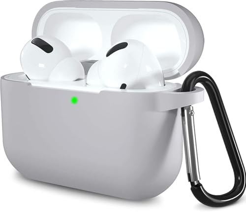 AirPods Pro 1. ve 2. Nesil ile Uyumlu Sert Likit Silikon Kılıf – Kolay Temizlenebilir,  Astar Kaplı İç Yüzey Kapak, Düşmeye Karşı Tam Koruma, Kablosuz Şarj Uyumu - Gri