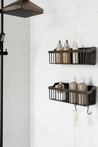 Yapışkanlı Banyo Rafı 2'li Banyo Düzenleyici Duş Rafı Kanca Askılı Organizer Şampuanlık Plastik