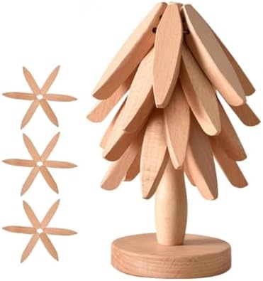 Alternative view of Ahşap Noel Ağacı Figürü, Doğal Renk, Kayın Ağacı, 22.35 cm Yükseklik, Masa Üstü Dekoratif Süs