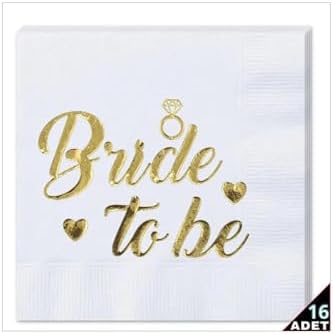 Alternative view of 16 Adet Bride To Be Temalı Gold Peçete