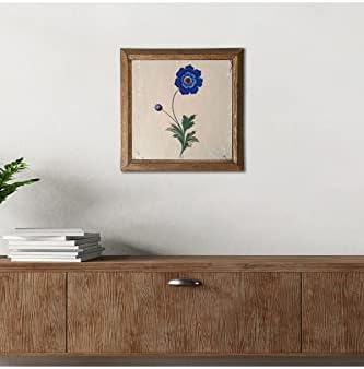 Ebru Sanatı Taş Duvar Tablosu - Ahşap Çerçeveli Taş Tablo - 25x25 cm - Dekoratif Duvar Sanatı - Modern Ev ve Ofis Duvar Dekoru W1-136 - Görsel 3