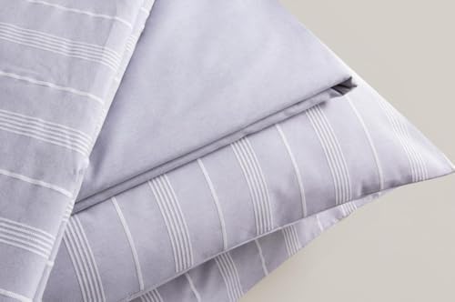 Sleeptown Keten Görünümlü Armürlü Pamuk Nevresim Takımı Tek Kişilik 160x220 Gri - Görsel 3