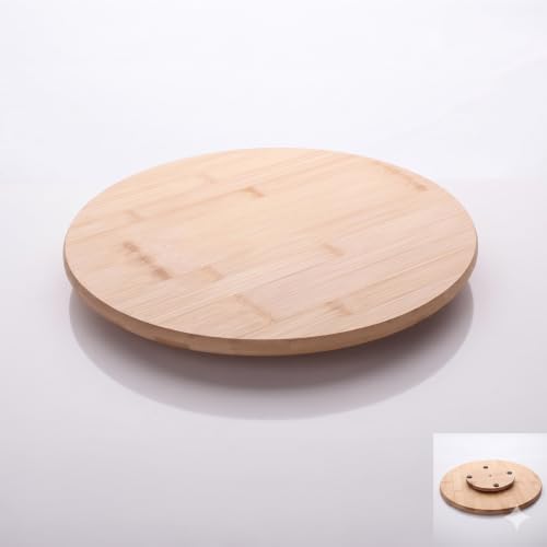 30 cm Bambu Döner Sunumluk - Döner Mekanizmalı Ahşap Peynir Tabağı, Kahvaltı ve Şarküteri Tepsisi (30 cm, Bambu) - Görsel 3