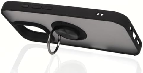 & AKSESUAR iPhone 16 Pro Max ile Uyumlu Arka Kısmı Mat Şeffaf Yapıya Sahip Manyetik Yüzük Stantlı Kenarları Silikon Tpu Malzemeden Üretilmiş Renkli Tuşlara Kamera Korumalı Transparan Kılıf
