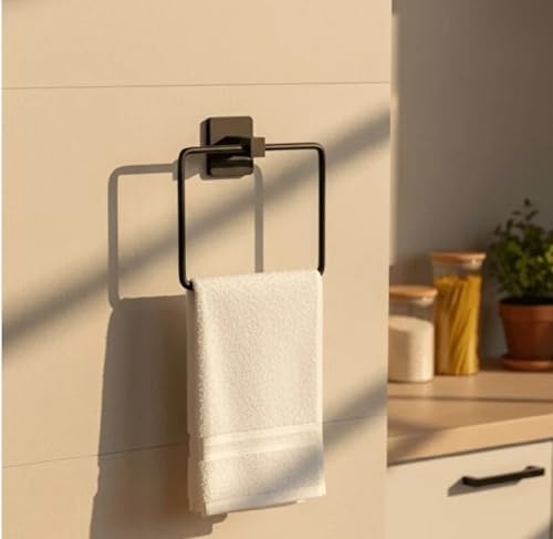 Alternative view of Yapışkanlı Banyo aksesuar seti,Kare Havluluk,Fön makinesi askısı,Tuvalet kağıdı tutucu, Delme,vidalama Gerektirmez (Set1)