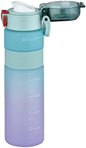 Çift Renk 800ml Kaydırmaz Silikon Gövde Rahat İçim-Pipetsiz- Motivasyon Su Matarası