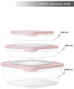 Alternative view of Trend Box Kare Sızdırmaz Kapak Saklama Kabı 3'lü Set Pudra Pembe