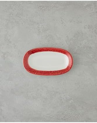Larry Porselen Kayık Tabak 19 Cm Kırmızı - Görsel 3