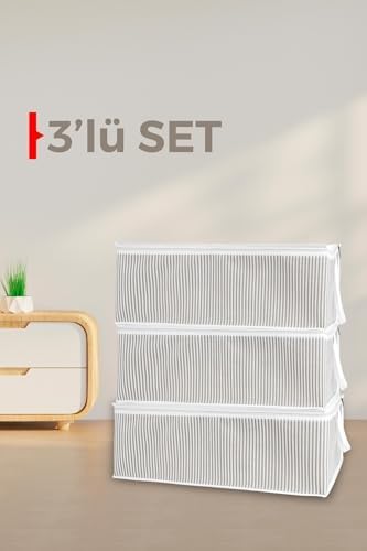 Baza Altı Düzenleyici Kumaş Hurç (50 x 30 x 20) (3 Adet Gri) - Görsel 3