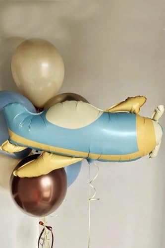 Alternative view of Retro Uçak Folyo Balon Mavi
