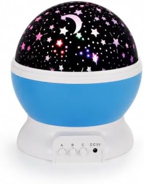 Yıldız Projeksiyon Lambası, Dönen Gece Lambası, Renkli LED Işıklı Galaksi Projektörü, Çocuk Odası ve Bebek Odası İçin Dekoratif Masa Lambası, USB ve Pil ile Çalışan Gece Işığı