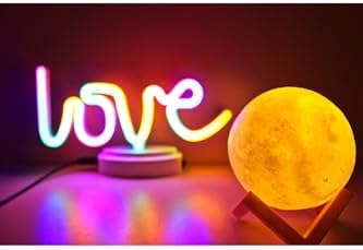 Işık kasabası(104) LOVE Neon ve Küre Gece Lambası, 3D,yazılı konsept Renkli