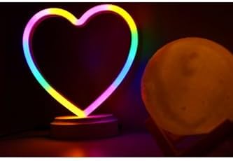 Alternative view of Işık kasabası(107) Neon Kalp Ve 3 D Led Sarı Küre Gece Lambası Sarı