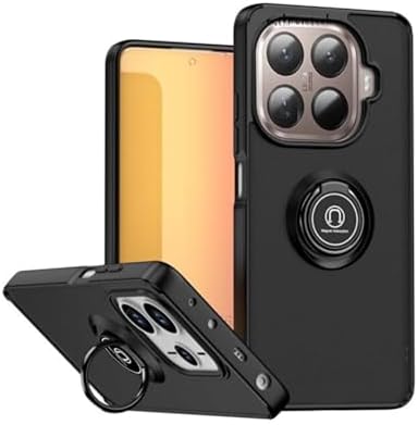 PSR Aksesuar Xiaomi Mi 15T Pro Uyumlu Kılıf – Mat Parmak İzi Yapmaz, Renkli Tuşlu, Yüzüklü Standlı Military Armor Kapak (Siyah, Xiaomi Mi 15T Pro) - Görsel 3