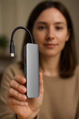 7'si 1 Arada USB-C Hub – 2x USB 3.0, 2x Type-C, 2x SD/TF Kart Okuyucu, 1x HDMI – 4K UHD Görüntü Aktarımı ve Hızlı Veri Transferi