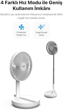 Alternative view of Xenon Smart Akıllı Vantilatör | 8000 mAh Taşınabilir Şarjlı 4 Kademeli Masaüstü Fanı Ayaklı Vantilatör X6103