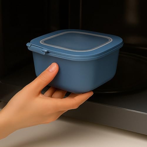 3'lü Renkli Kilitli Kapaklı Saklama Kabı Difrize Mikrodalga ve Buzdolabı Uyumlu Düzenleyici Elegant (Mavi)