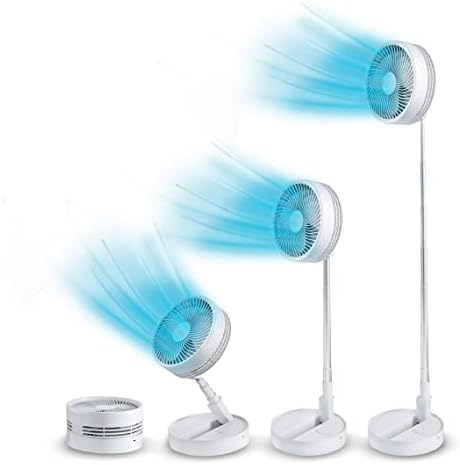 LIVINGTON Fold & Cold – Uzatılabilir Mini Vantilatör, Pilli, Güçlü USB Vantilatör, 10 Saat Çalışma Süresi, Esnek Ayaklı ve Masa Vantilatörü, 1 m Yüksekliğe Kadar Uzatılabilir