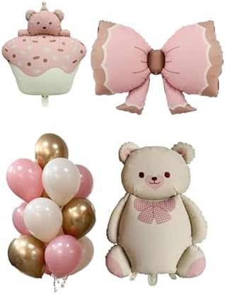 Baby Shower Retro Ayıcık Temalı Kız Bebek Kutlama Seti