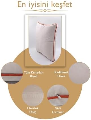 Alternative view of Renk Seçenekli Turuncu Biyeli Açık Gri Kırlent Kılıfı Dekoratif Düz Sade Punch Panoroma Panbiy Gri Turuncu 45X45