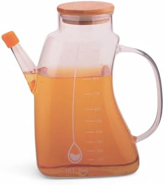 1000ml Bambu Kapaklı Cam Yağlık ve Sirkelik – Dayanıklı ve Şeffaf Sıvı & Mutfak İçin Hassas Sıvı Ölçüm ve Saklama Çözümü 1000ml - Cam Sürahi Sıvı Ölçü Kabı