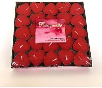 50'Li Kalp Kırmızı Tealight Mum