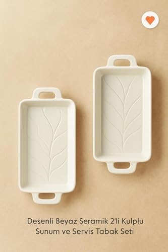 Loga 2'li Sunum Servis Tabağı 20 cm Desenli Kulplu Tabak Kayık - Görsel 2