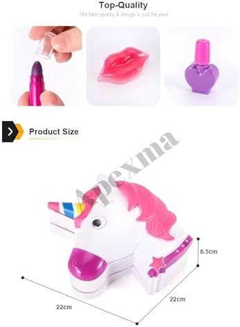 Kız Çocukları İçin Sürülebilir Unicorn Şekilli 3 Katlı Makyaj Seti Oyuncak Kozmetik Malzemeleri - Görsel 3