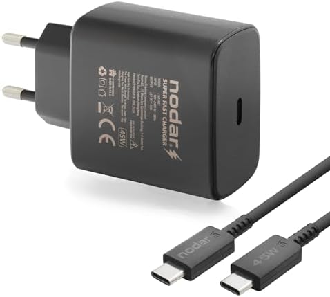 Nodar 45W Süper Hızlı USB-C Şarj Aleti Seti | 1 Metre Type-C to Type-C Kablo Dahil | PD Hızlı Şarj, Kısa Devre ve Yüksek Voltaj Korumalı | Siyah, ND1007 - Görsel 2