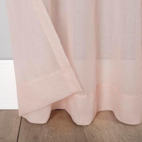 Alternative view of No. 918 Tayla Ezilmiş Doku Yarı Şeffaf Çubuk Cep Perde Paneli, 127 cm x 213 cm, Pembe