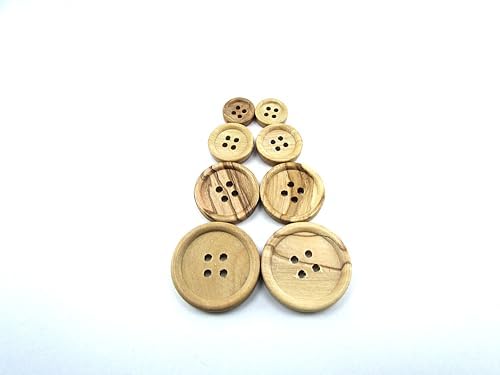 Tahta Dikme, 4 Delik Simit Model, Doğal Ahşap, Zeytin Ağacı,100 Adet 20mm-32L - Görsel 3