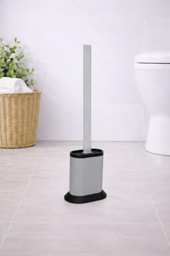 Silikon Tuvalet Fırçası Pratik Silikon Wc Klozet Fırçası Oval Gri S-210