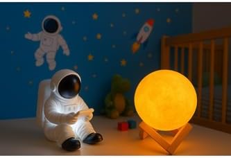 Alternative view of Işık kasabası(28) Oturan Astronot ve 3D Küre LED Gece Lambası tabletli astronot Sarı,Beyaz