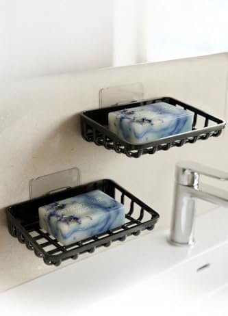 2 Adet Duvara Yapıştırılabilir Plastik Katı Sabunluk Kalıp Sabunluk Delme Gerektirmez Yapışkanlı Duş Banyo Lavabo Sabunluğu