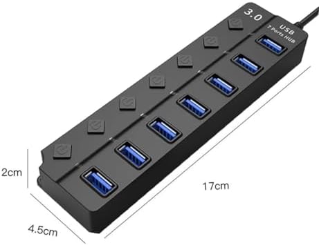 H-507 7 Port Usb 3.0 Hub Çoklayıcı Işıklı Açma Kapama Düğmeli Splitter Windows uyumlu Çoğaltıcı Switch 5 Gbps
