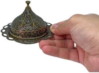 Kubbeli Osmanlı Tasarımlı Şekerlik – Kapaklı Metal Şeker, Çikolata ve Lokum Kabı – Kahve Sunumları İçin Dekoratif Şekerlik (Antik Yeşil) - Görsel 3