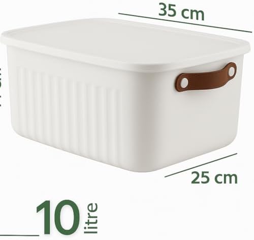 2'Li Kapaklı Saklama Kutusu Seti -10 Litre – Turuncu -Taşınabilir Kulplu, Dolap İçi Düzenleyici, Çok Amaçlı Organizer Kutu, Oyuncak & Kıyafet Kutusu - Görsel 3