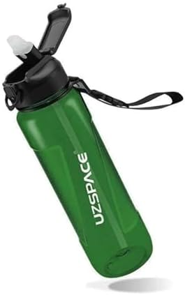 850ml Pipetli Ölçü Skalalı Şeffaf Gövde Tritan Su Matarası (Yeşil)