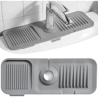 Antrasit Elastik Musluk Matı Su Tutucu Düzenleyici Kaydırmaz Taban Organizer Mutfak Banyo Lavabo