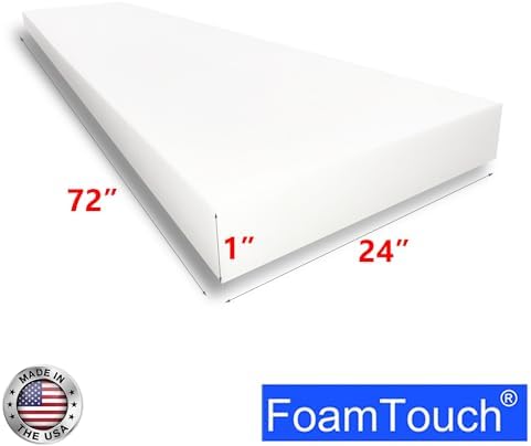 FoamTouch 1" x 24" x 72" Yastık ve Döşeme Köpüğü, Beyaz