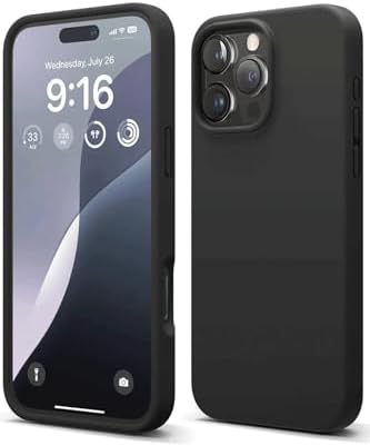 & AKSESUAR iPhone 16 Pro Max ile Uyumlu İçi Kadife Dışı Mat Yapıya Sahip Koruma Sağlayan Lansman Silikon Kılıf (Siyah)