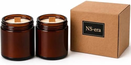 2'li Paçuli Bergamot Tarçın Kokulu Mum Seti Toplam 420 ml (260 gr) - Ahşap fitil, Amber Cam Kavanoz, Uzun Yanma Süresi, Dekoratif ve Hediye Kutulu