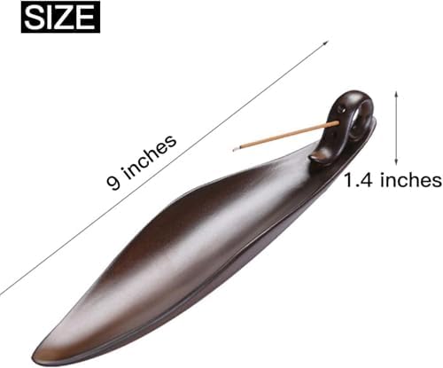 Xspring Tütsü Rafı, 22.7cm Uzunluk Kahverengi Tütsü Rafı, 3 Delikli, Dayanıklı Seramik Tütsü Tutucu, Altında Kaydırmaz Taban, Tezgah, Ev, Ofis ve Yoga İçin Uygun - Görsel 3