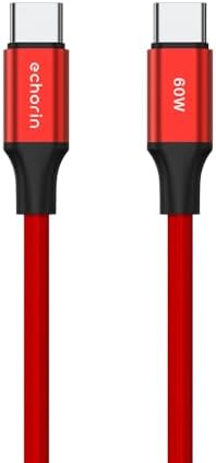 Alternative view of USB C'den USB C'ye 60W, 2.4A, 1m, PD 2.0, Çift Kat Örgülü Hızlı Şarj ve Data Kablosu (Kırmızı, 1 metre)