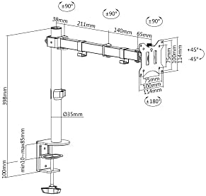 Dıgıtus Monitör Tutucu - Masa Kelepçesi - 1 Monitör - 32 İnçe Kadar - 8 Kg'A Kadar - Vesa 75X75, 100X100 - Siyah, Da-90399 - Görsel 3